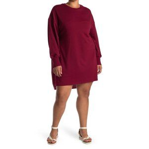 STITCHDROP Knit Woven Back Long Sleeve Dress 1X